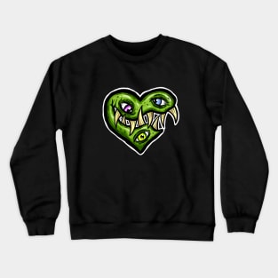 Zombie Heart Teethy Smile Green Valentines Day Crewneck Sweatshirt